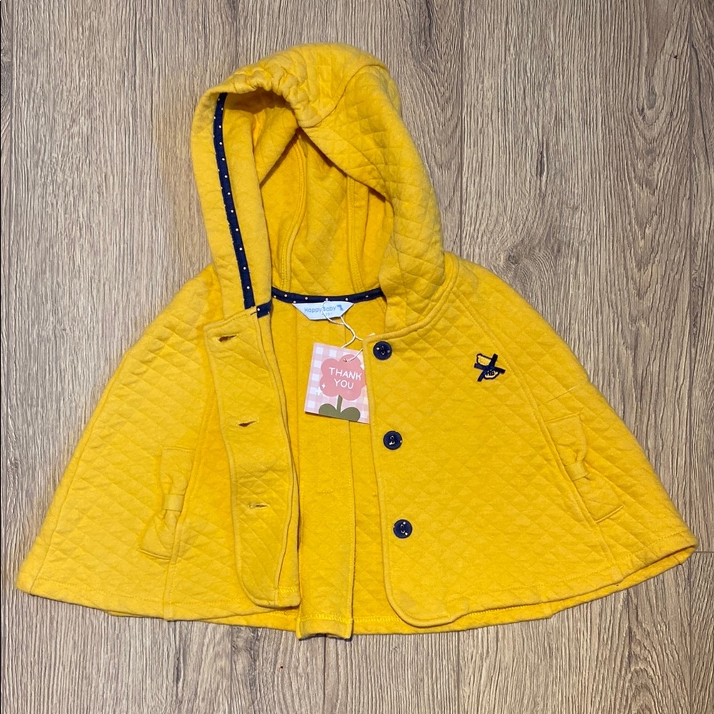 Yellow Quilted Kids Cape Coat